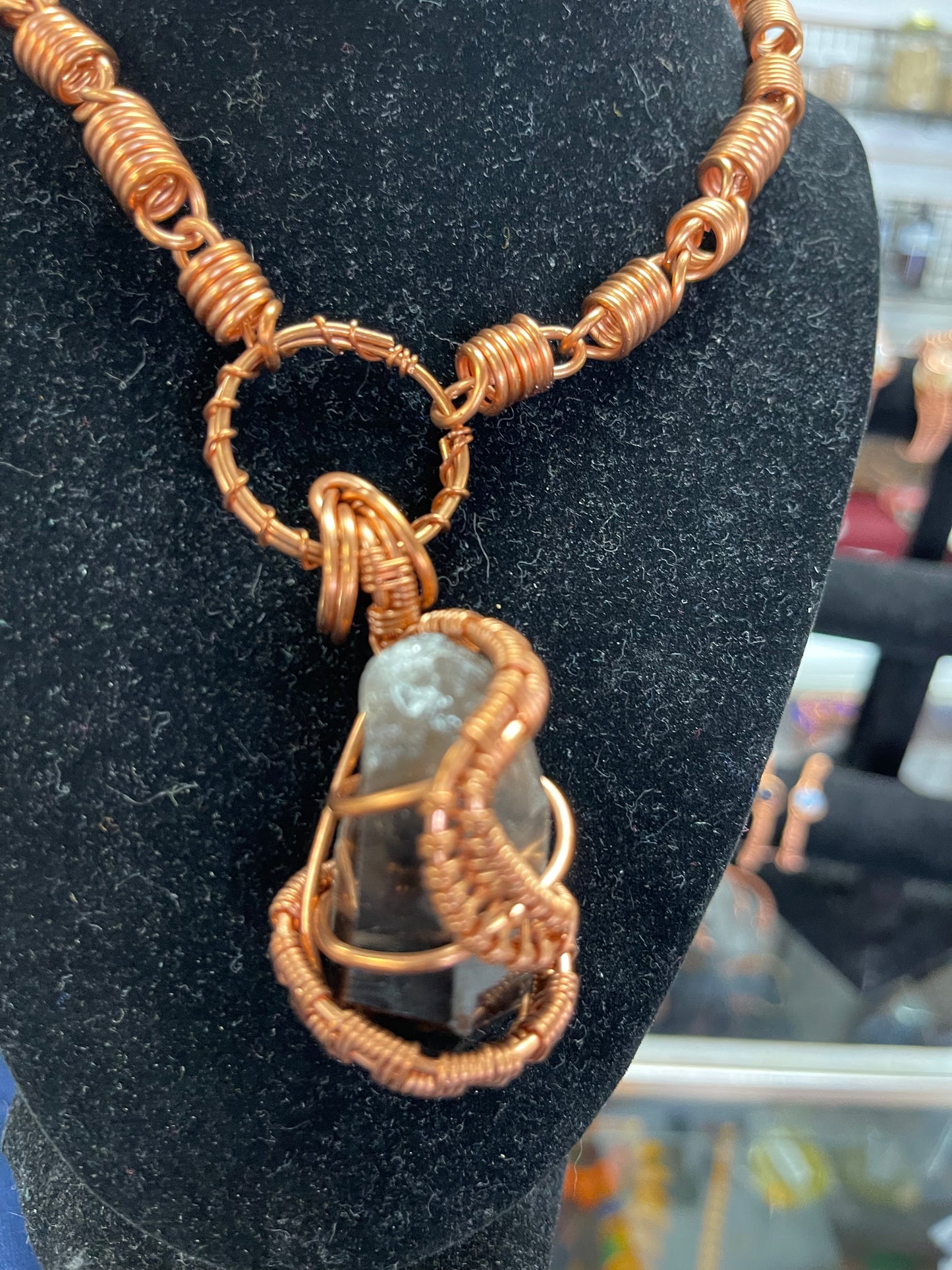 Smokey Quartz Copper Crystal Necklace