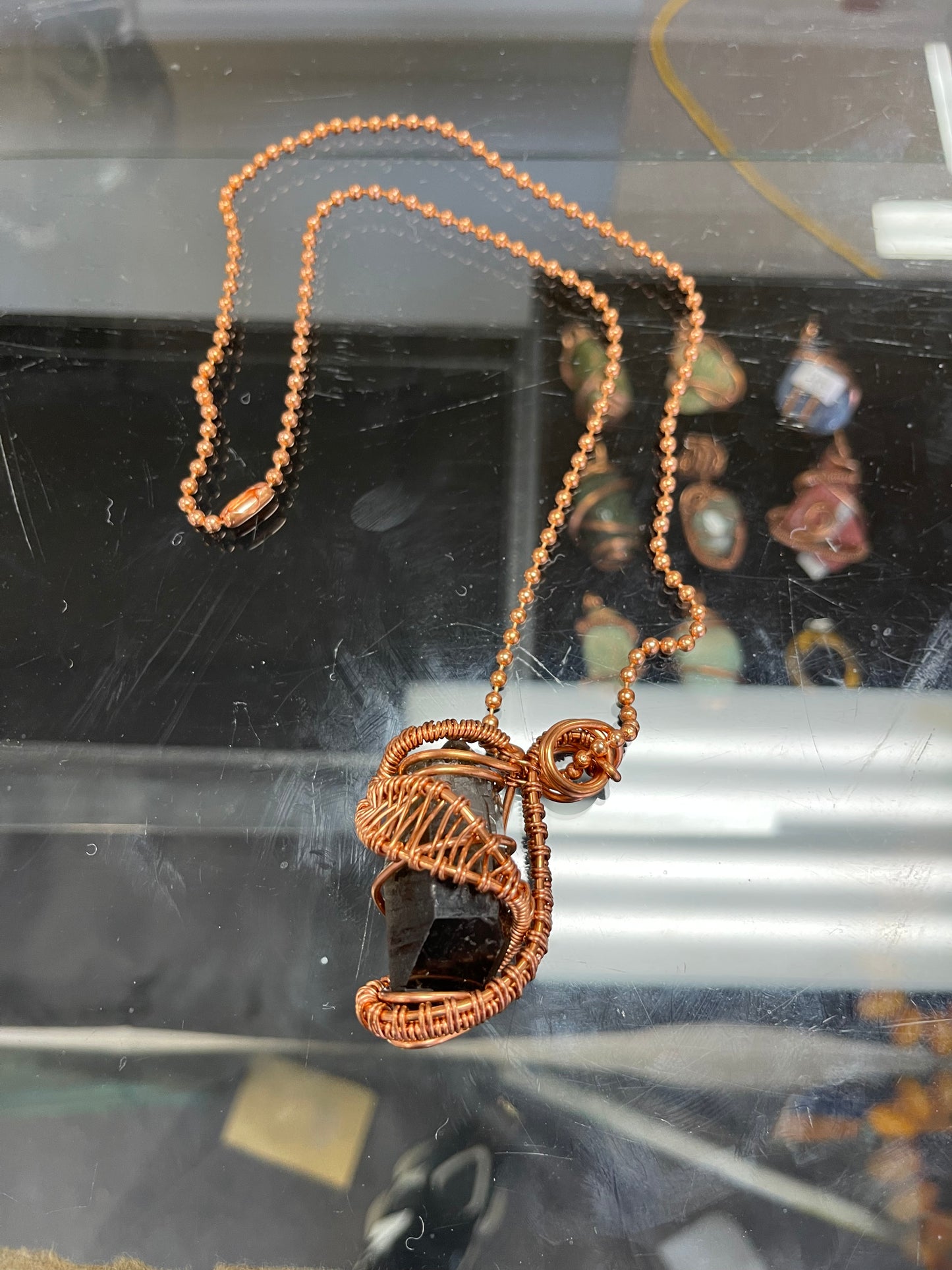Smokey Quartz Crystal Copper necklace