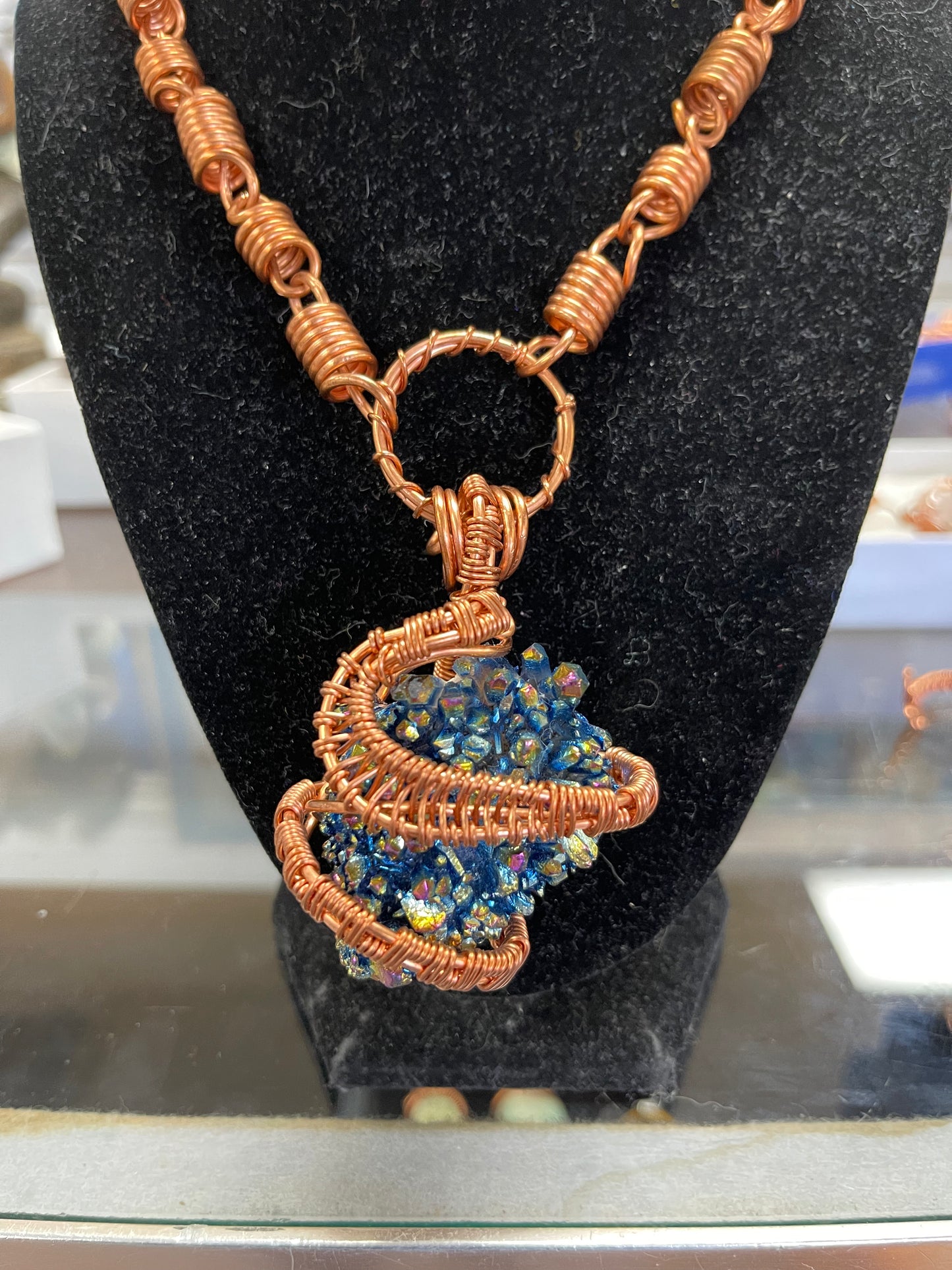 Titanium Aura Quartz Copper Crystal Necklace