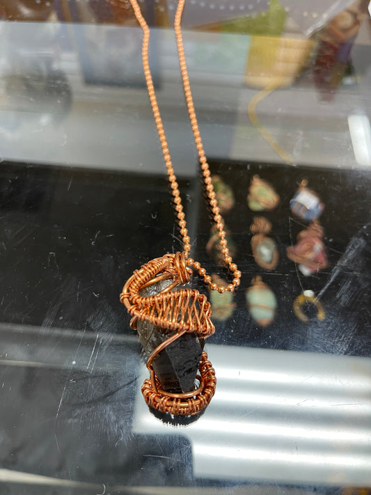 Smokey Quartz Crystal Copper necklace