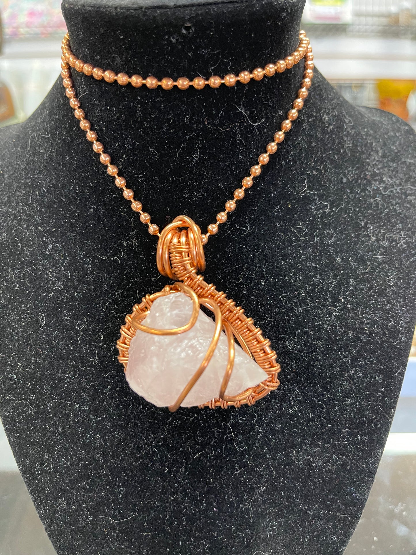 Rose Quartz Crystal Copper necklace