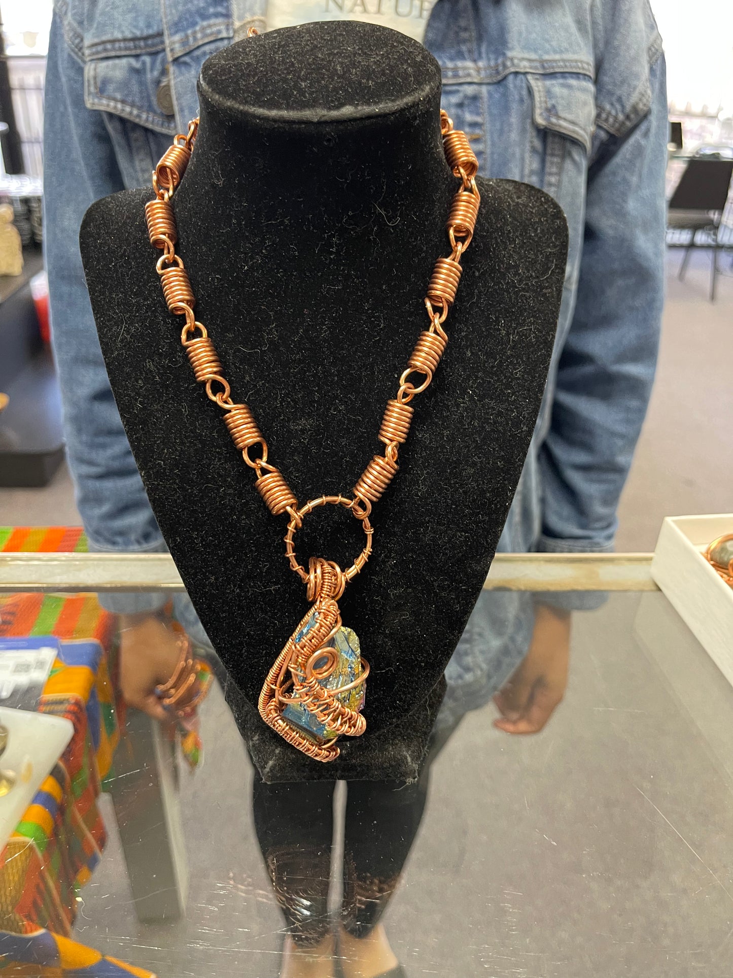 Titanium Aura Quartz Copper Crystal Necklace