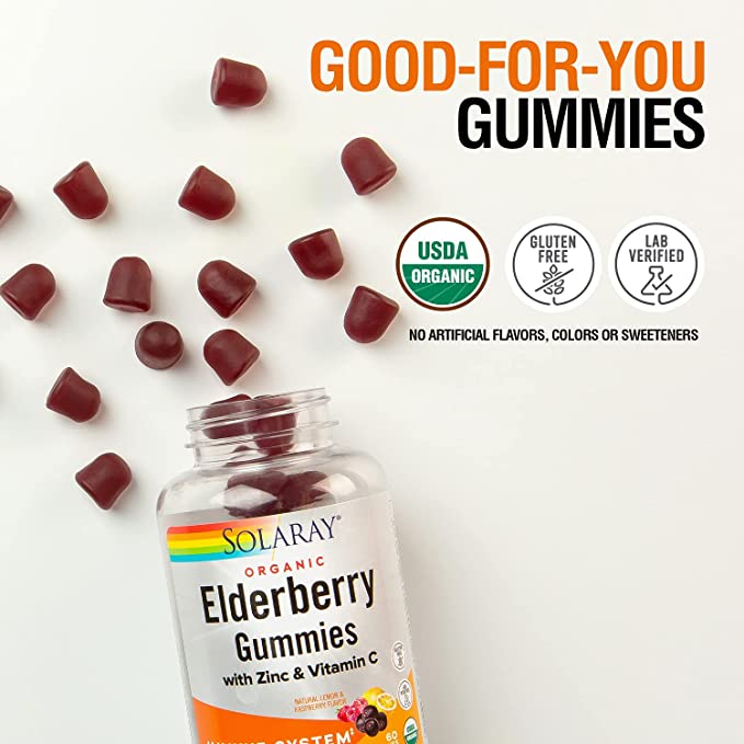Organic Elderberry Gummies w/Zinc & Vitamin C | Healthy Immune System Support
