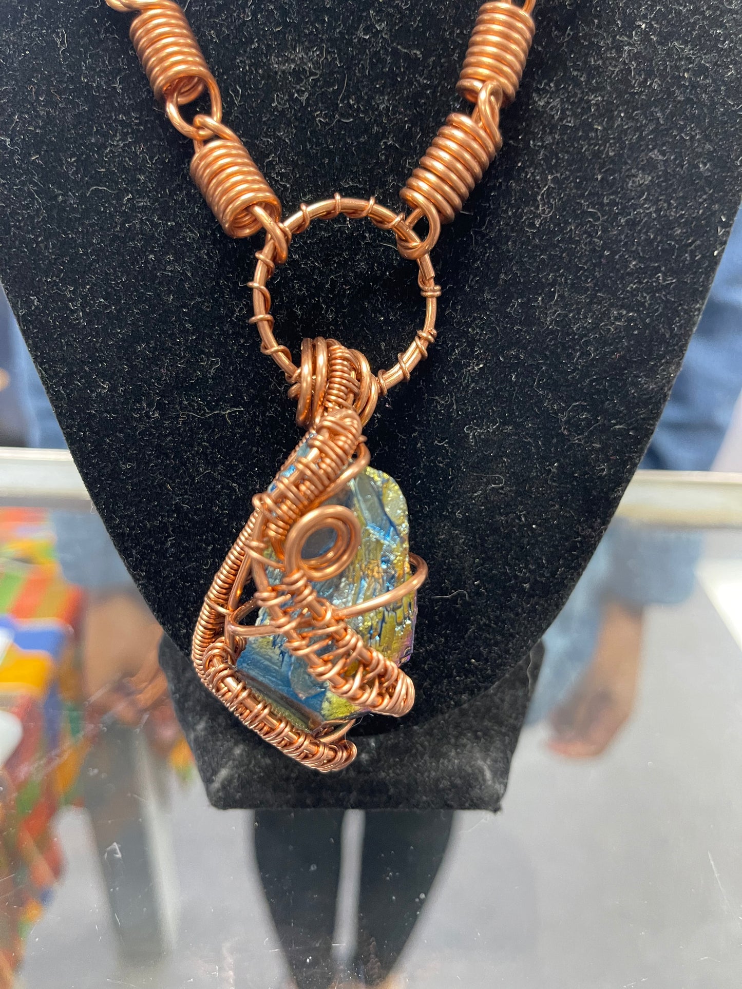 Titanium Aura Quartz Copper Crystal Necklace