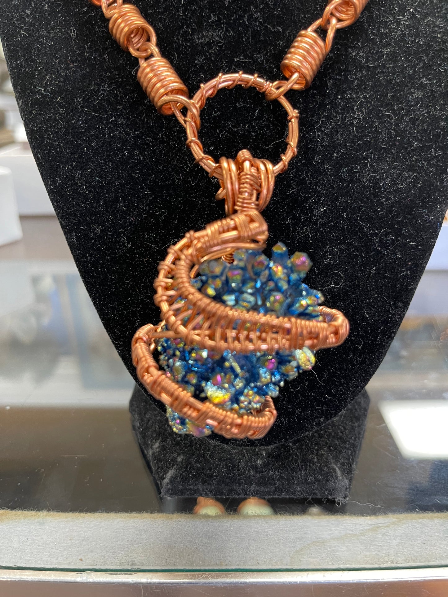 Titanium Aura Quartz Copper Crystal Necklace