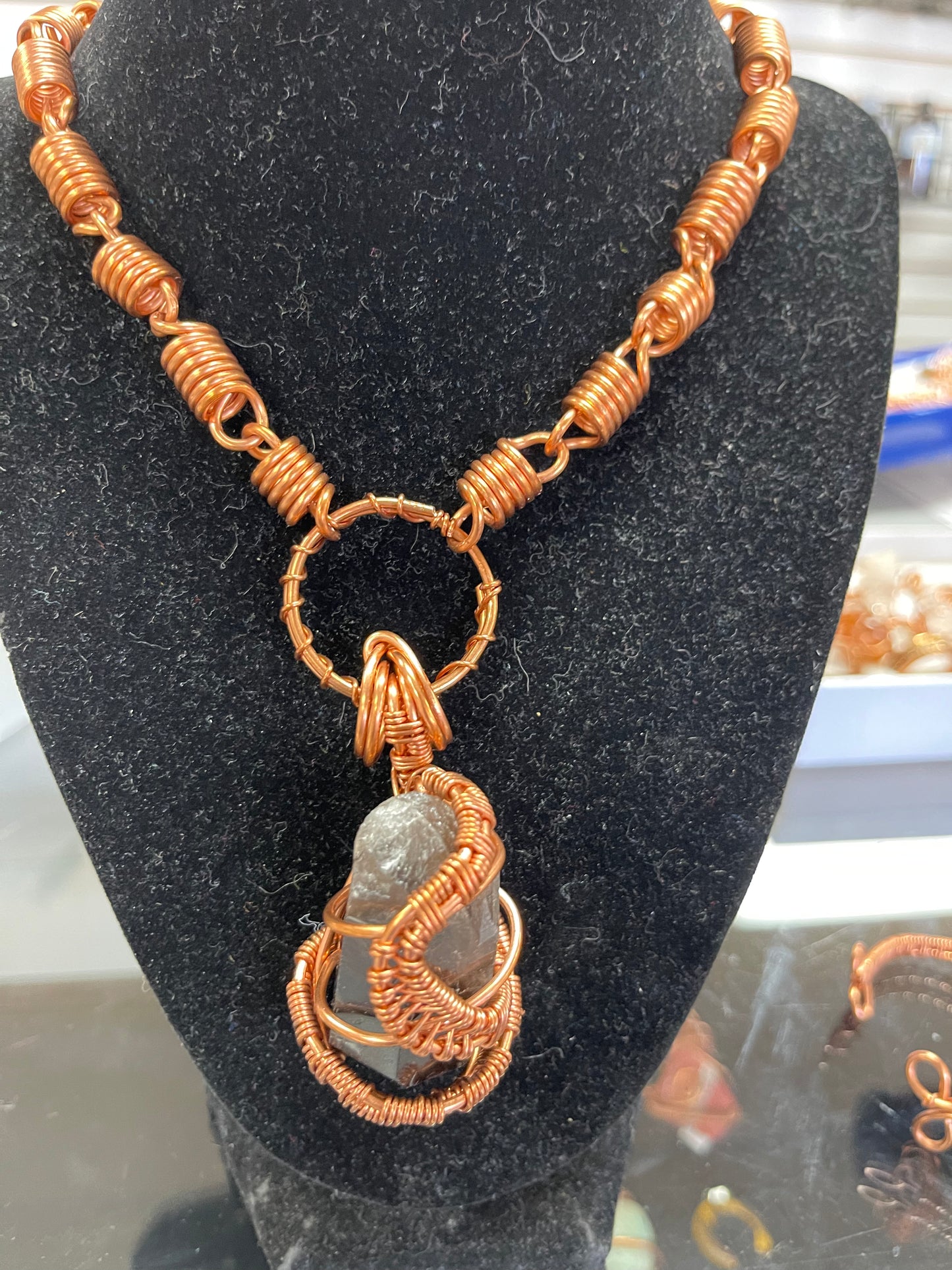 Smokey Quartz Copper Crystal Necklace