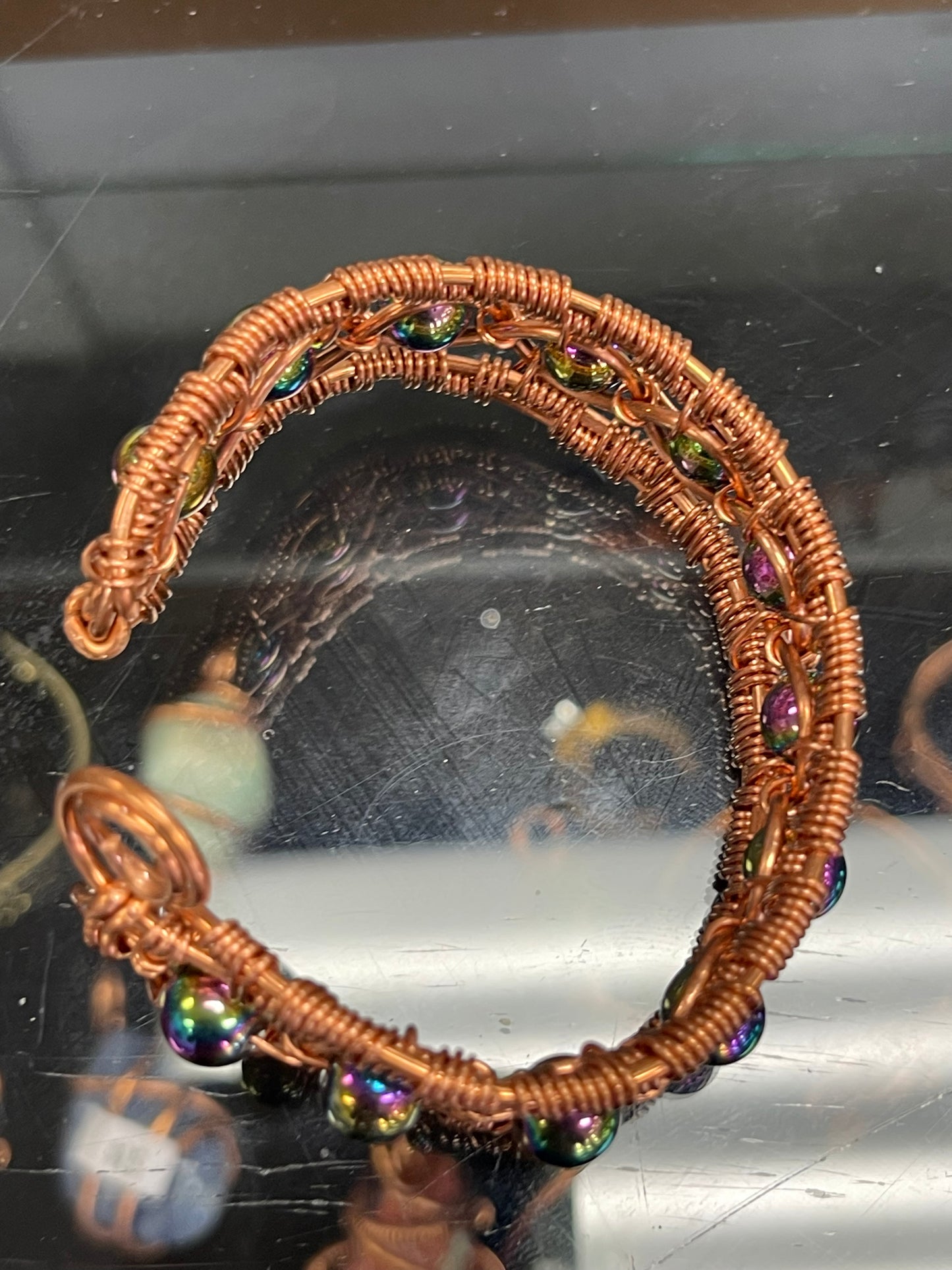 Rainbow Hematite copper bracelet
