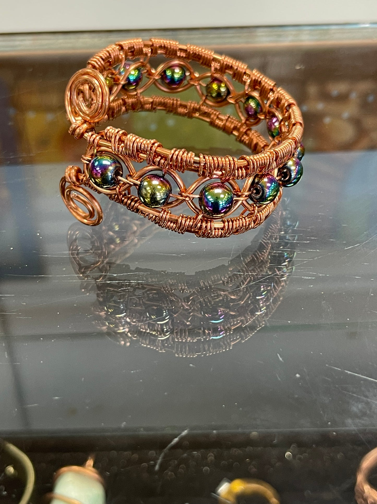 Rainbow Hematite copper bracelet