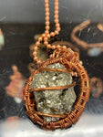 Pyrite Crystal wrapper in copper