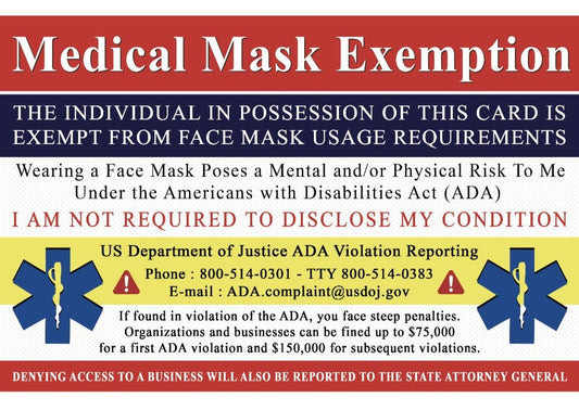 Medical mask exemption card with lanyard