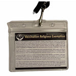 Vaccination Religious Exemption card w/ badge lanyard| Front & Back