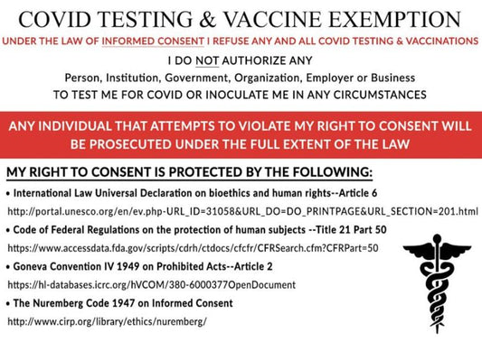 COVID 19 Test exemption|Vaccine Exemption