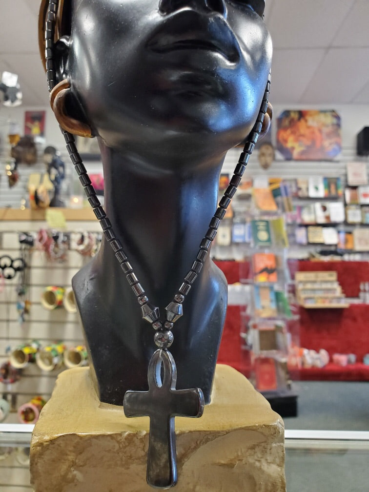 Hematite Ankh Necklace